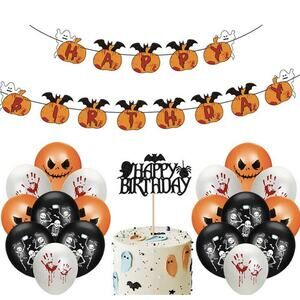 Happy Birthday Party Decorations Halloween Happy Birthday Party Banner Cake Top
